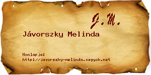 Jávorszky Melinda névjegykártya